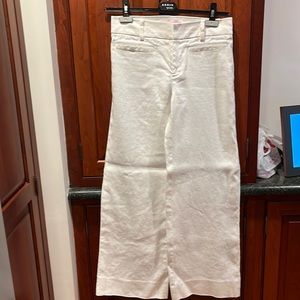Lilly Pulitzer. Classic white pique wide legged trousers .  Size 4. Gently worn